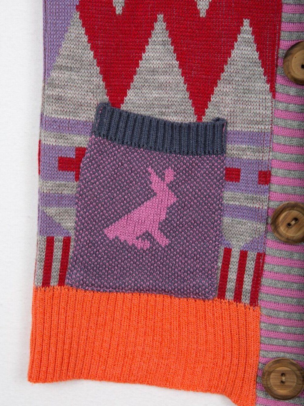 SHiliconfETTi° Quirky Graphic Knit Cardigan Cute Pink Bunny Pockets Size XS - Picture 9 of 13